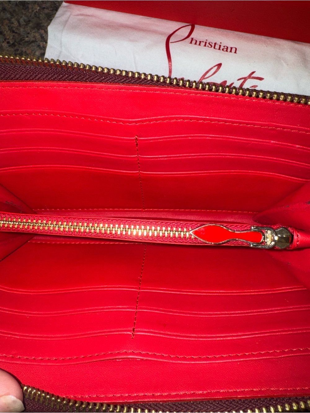 Christian Louboutin "Panettone" long zip-around wallet calf skin leather. Euc - Picture 5 of 16
